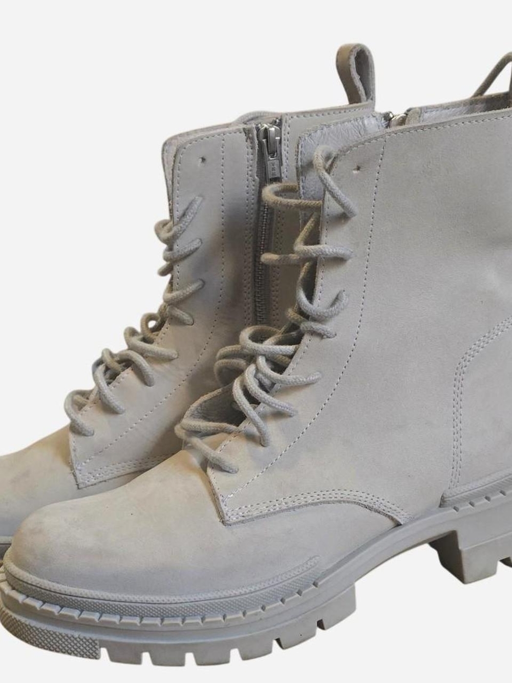 Steve Madden Light Gray Lace-Up Combat Boots
